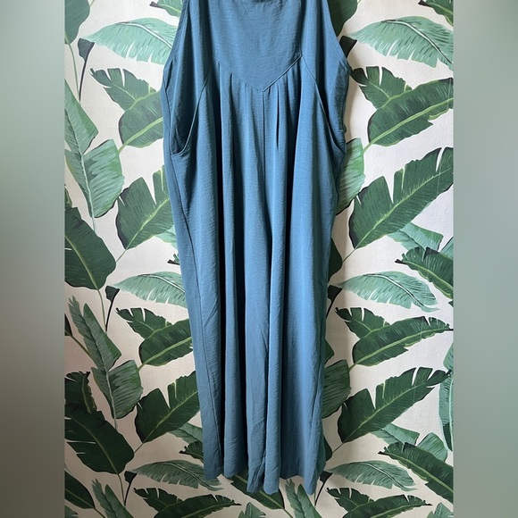 Boutique Womens Blue Teal Wide Leg Overall Jumpsuit Medium NWT - Picture 5 of 9